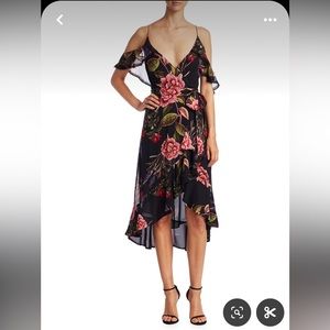 Nicholas peony floral silk midi wrap dress